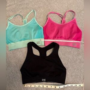 Lot of 3 Zensah Sports Bras Retail $128 Size Medium & Small Pink Teal Black
